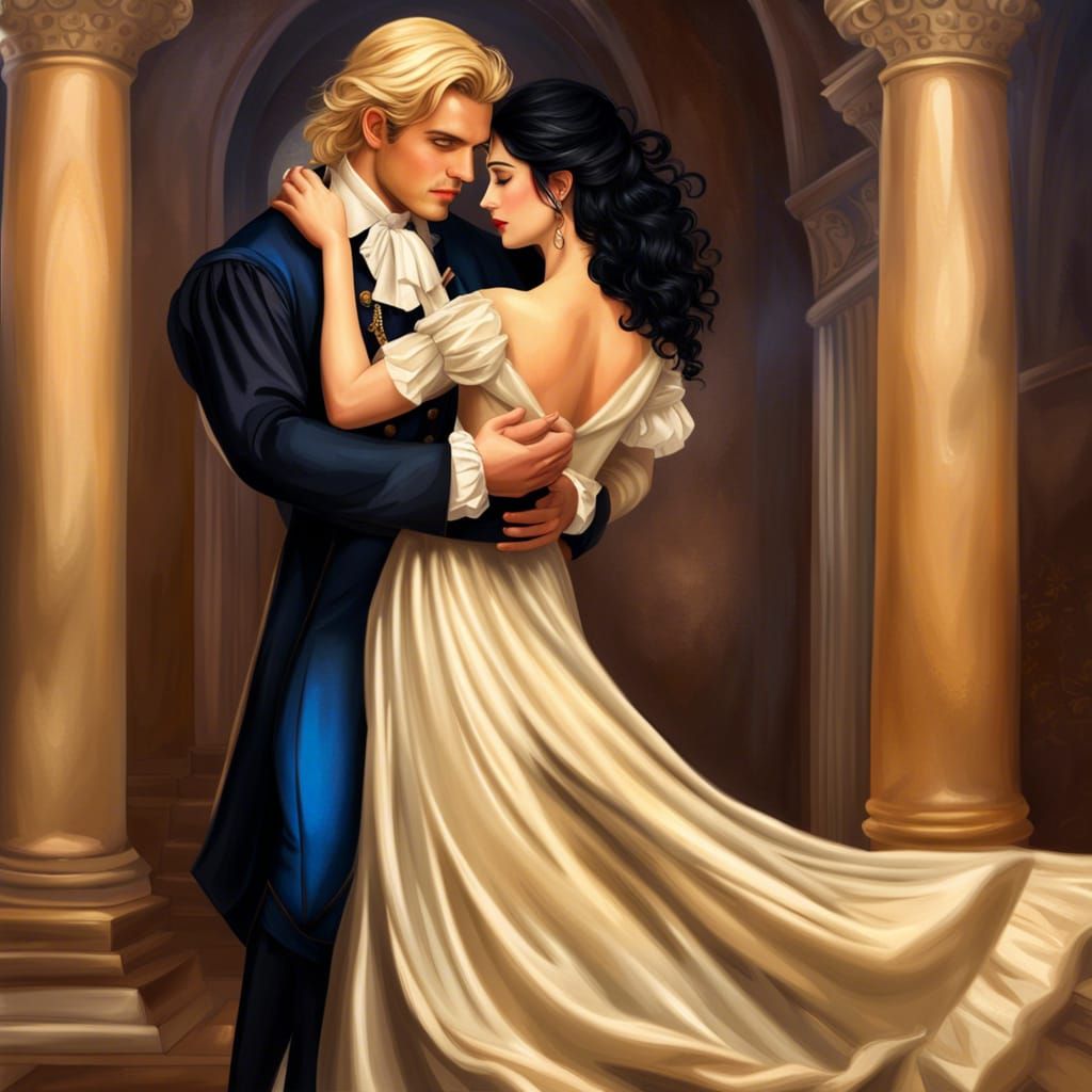 Romantic Embrace in Historical Style