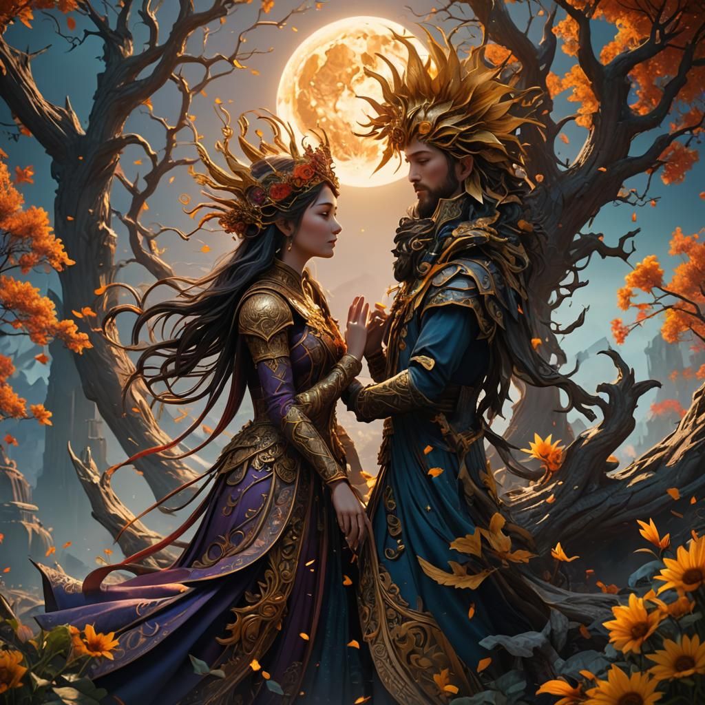 Lady Moon and Lord Sun in Love