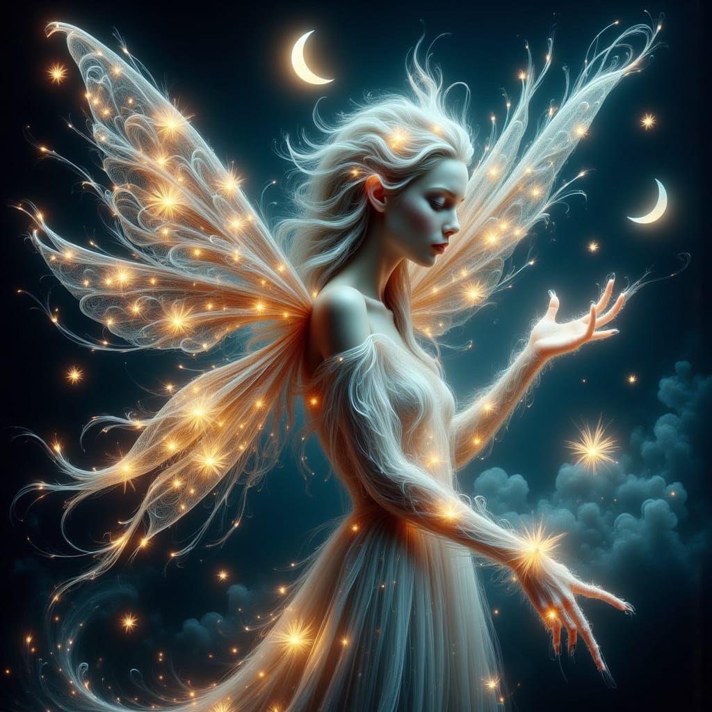 Ultra Realistic Fairy with Vivid Bioluminescent Wings