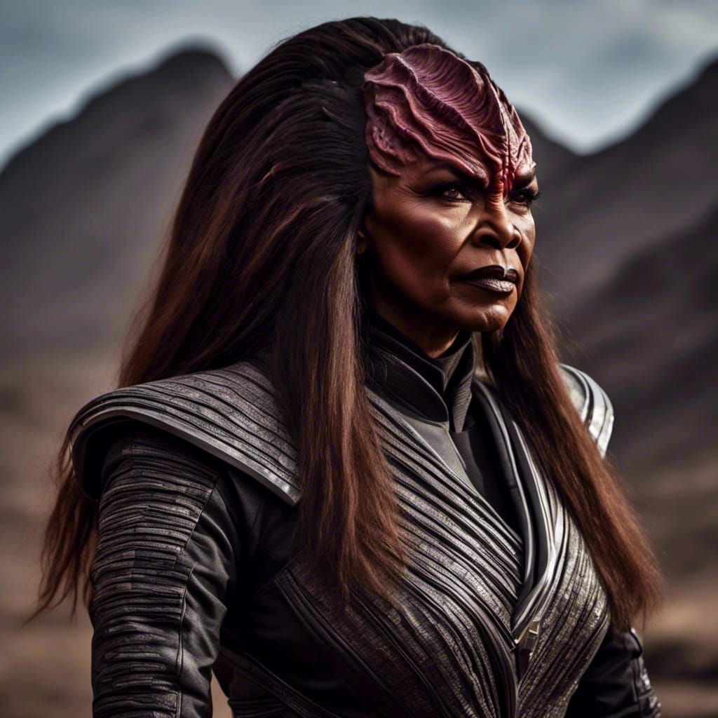 Beautiful Young Klingon Woman with Flowing Hair