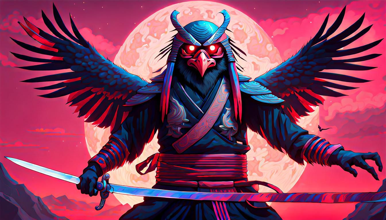 Muscular Bird Ninja: Tengu in Astral Illustration