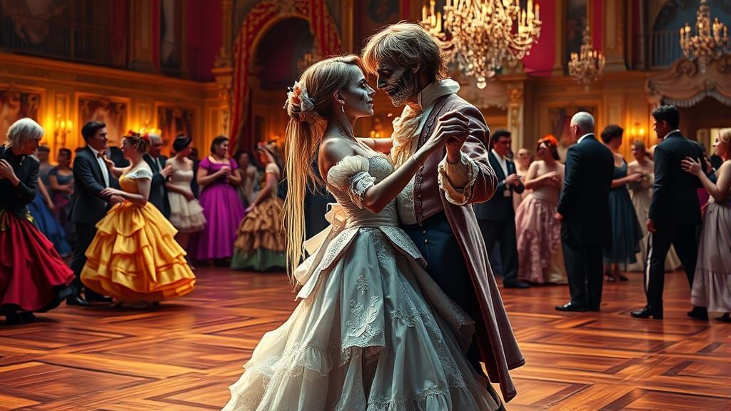 Zombie Ball: Rococo & Cinderella Couples Dancing
