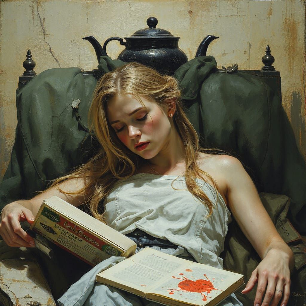 Sinister Blonde Teakettle in Dark Fantasy Style