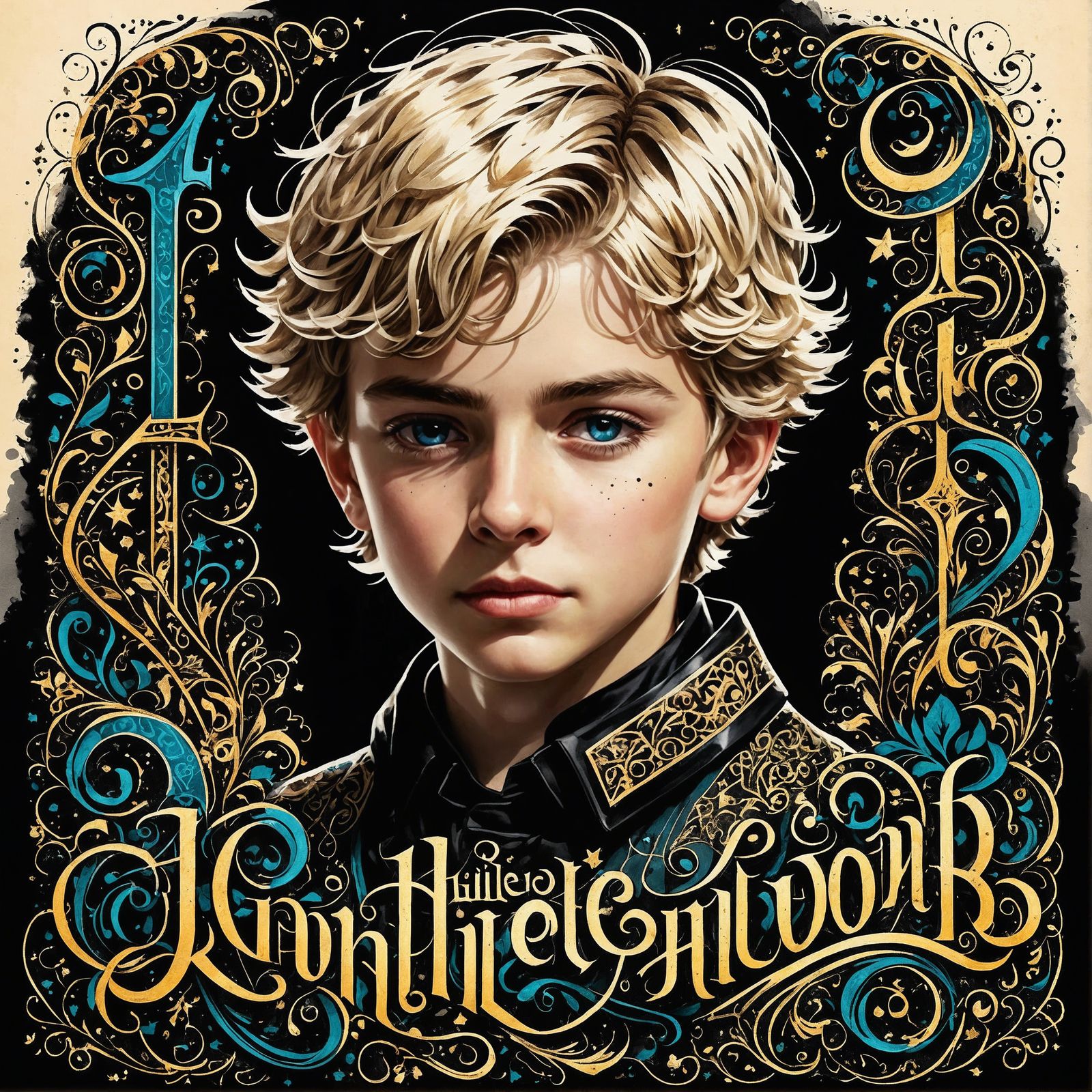 Calligraphic Ink Lettering Portrait in Mixed Media