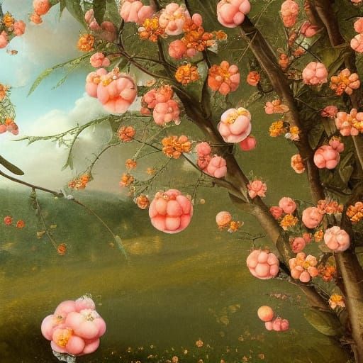 Peach Fairy in a Peach Forest, Renaissance Painting