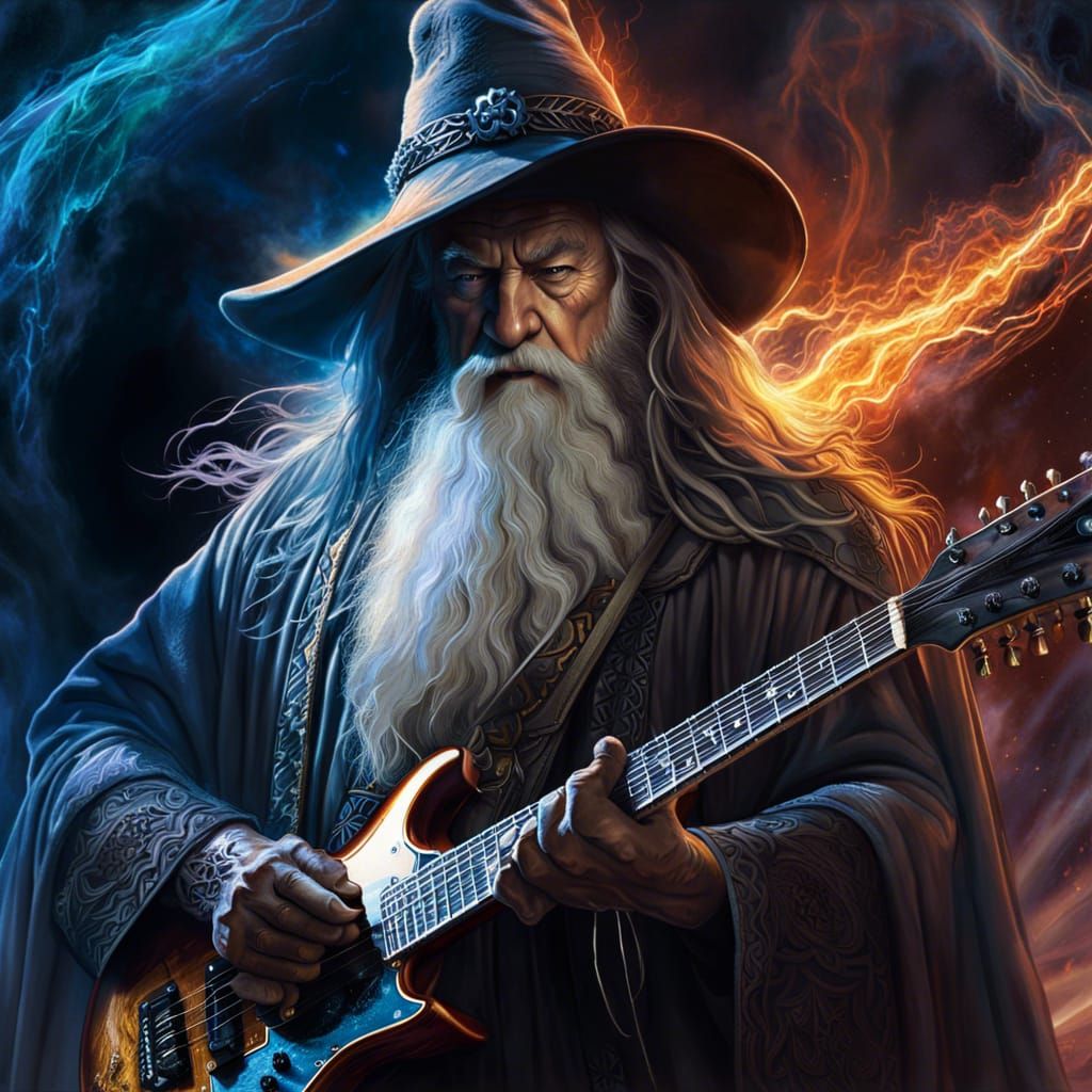 Gandalf Rocks Out: Electric Guitar Masterpiece