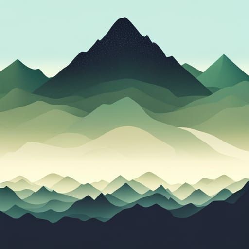 Misty Mountain Isometric Landscape in 3D Op Art