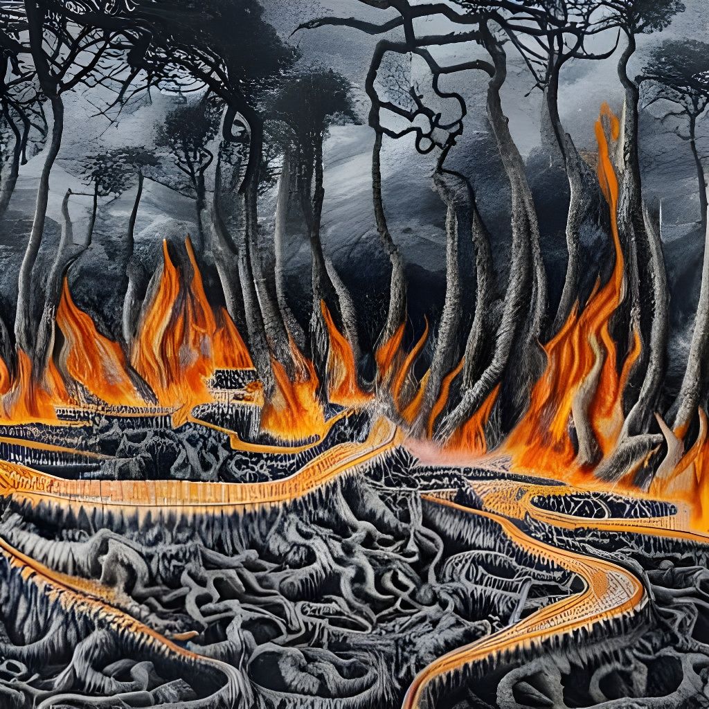 Infernal Forest Landscape Inspired by Surrealist Art