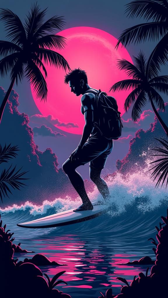 Cyberpunk Surfer Brand T-Shirt Design