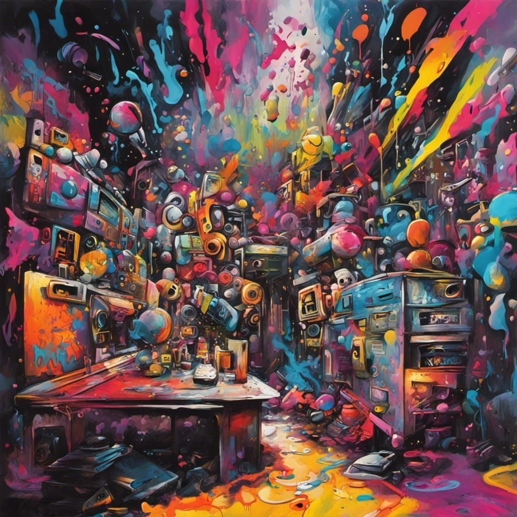 Colorful Graffiti Art Nightclub Scene
