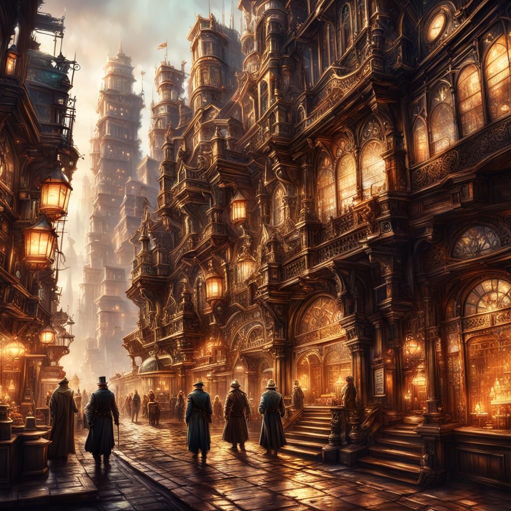 Steampunk Cityscape: Dramatic Digital Matte Painting