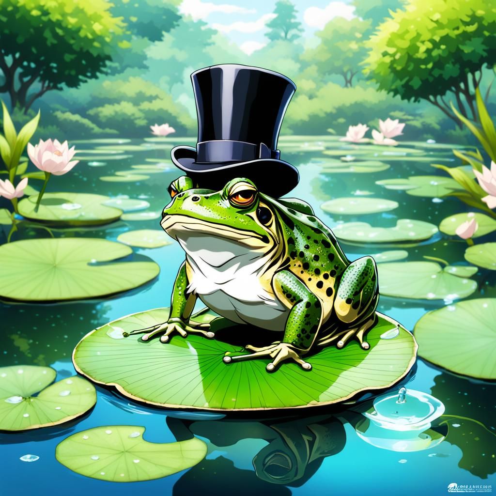 Bullfrog Gentleman in Japanese Anime Style