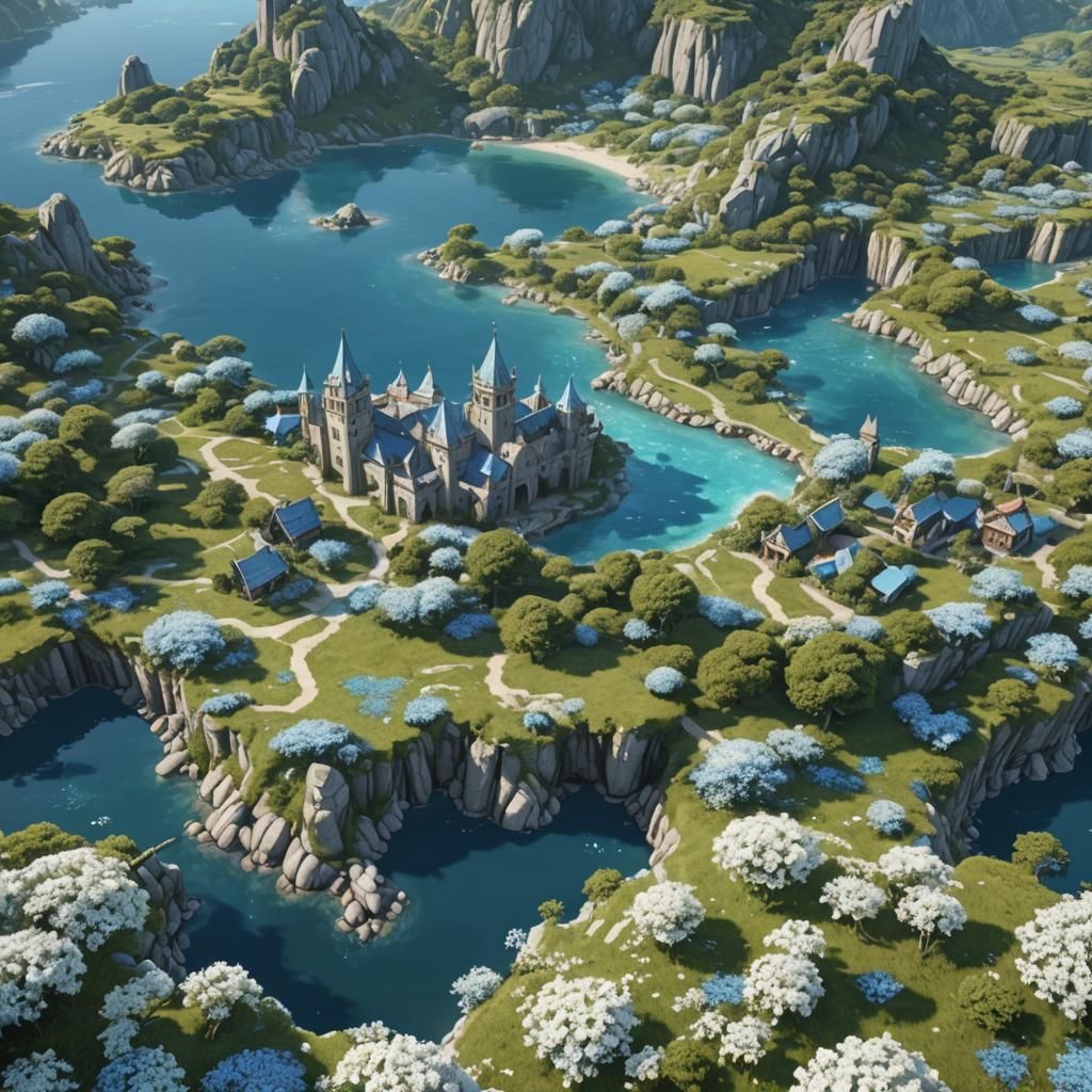 Medieval Shoujo Scenery with White Flowers in Fantasy Art