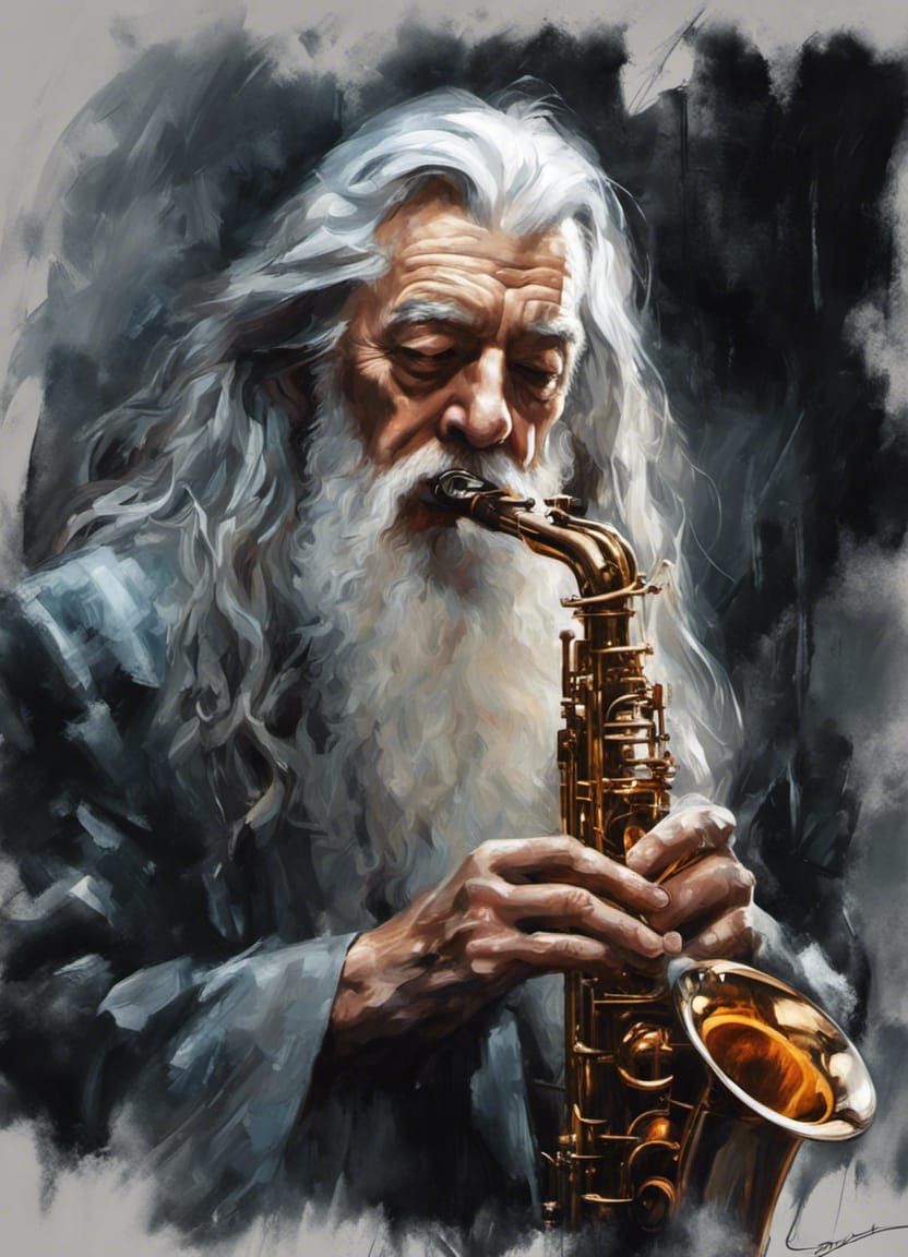 Gandalf playing Saxophone - Meme for young people under 88 years