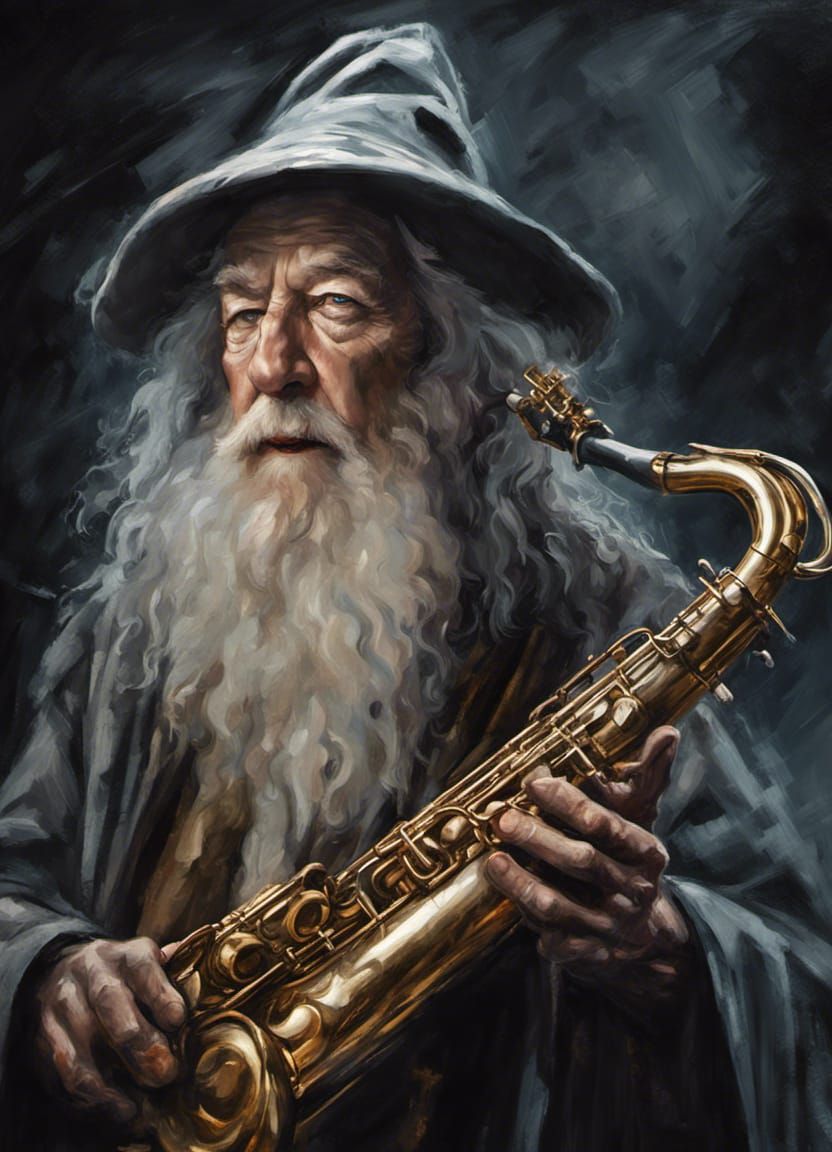 Gandalf playing Saxophone - Meme for young people under 88 years
