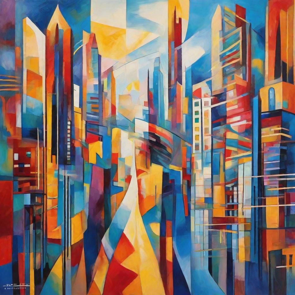 Abstract Cityscape Woman in Kandinsky Style