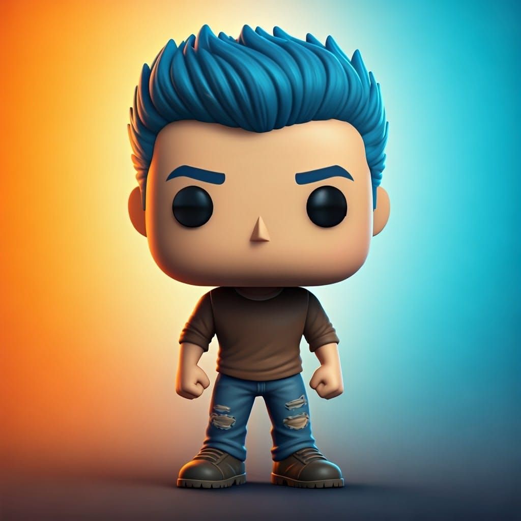 Funko Pop Hero with Blue Hair in 3D