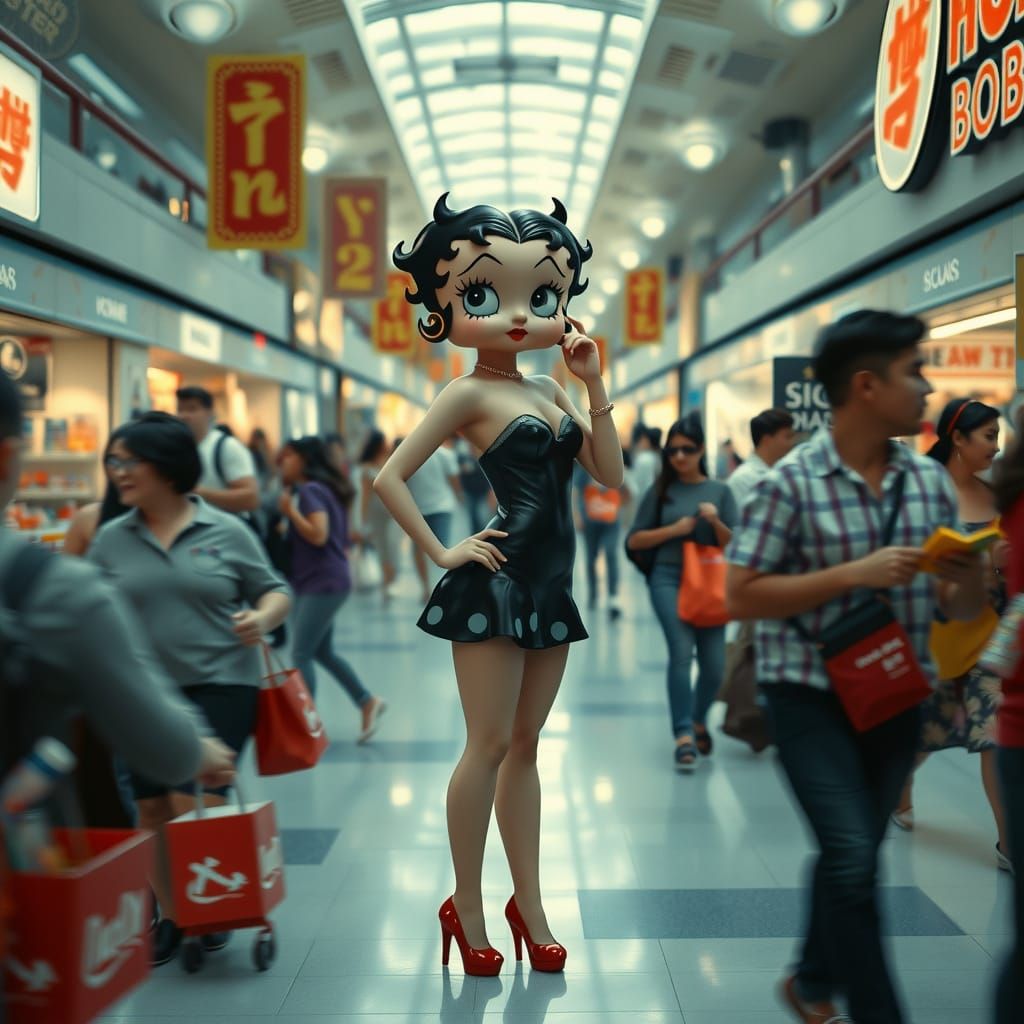 Betty Boop Retro Pinup in Shopping Mall