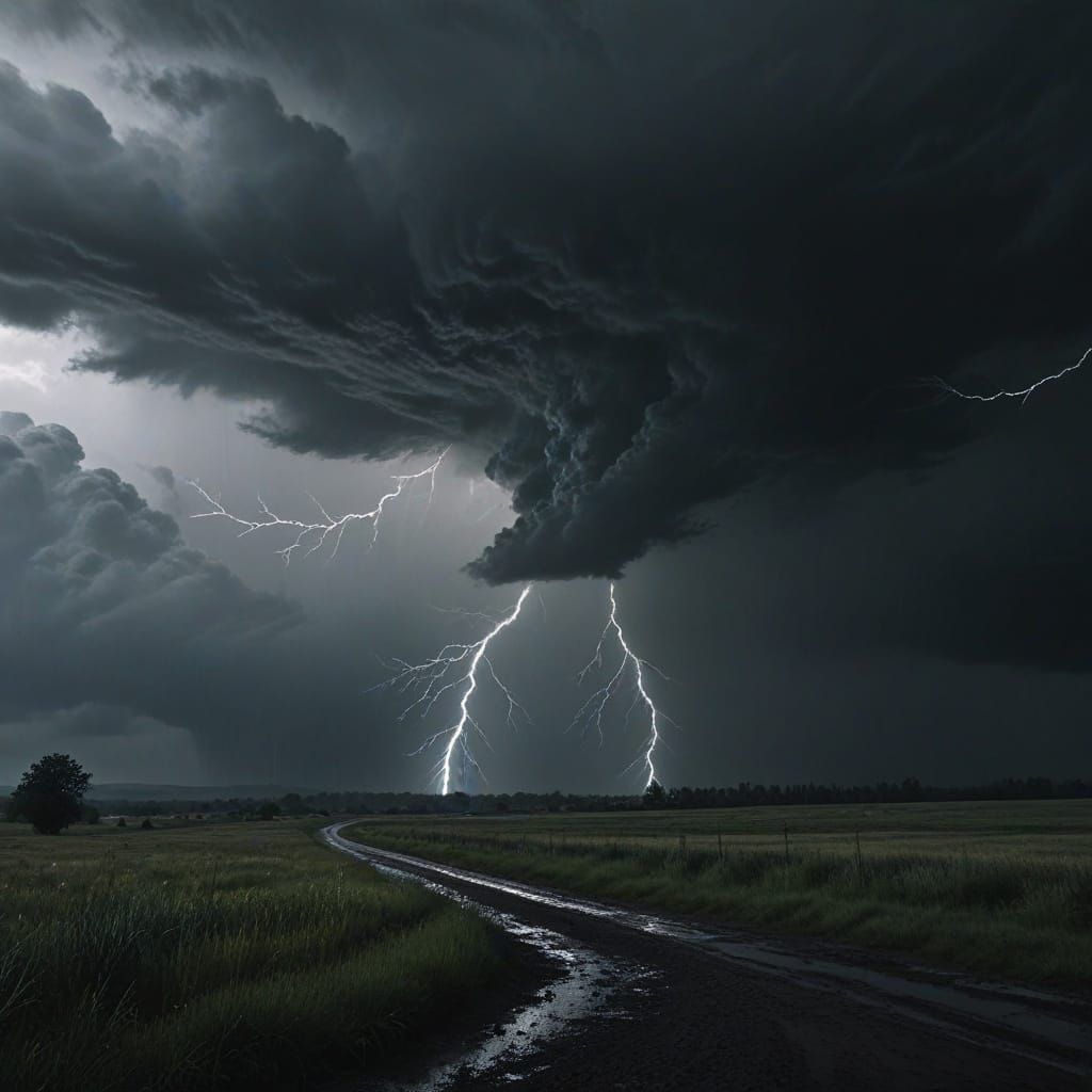 Dramatic Storm in Dark Landscape Film Still