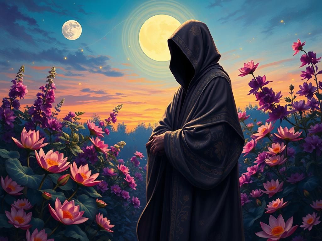 Ethereal Garden Keeper in a Dreamlike Elysian Garden