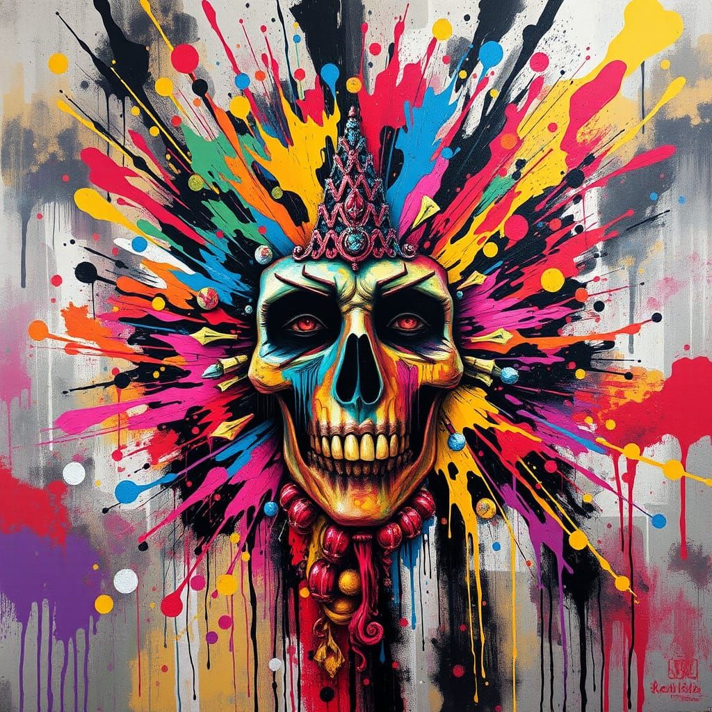 Kaleidoscopic Graffiti Art Explosion in Cyberpunk Style