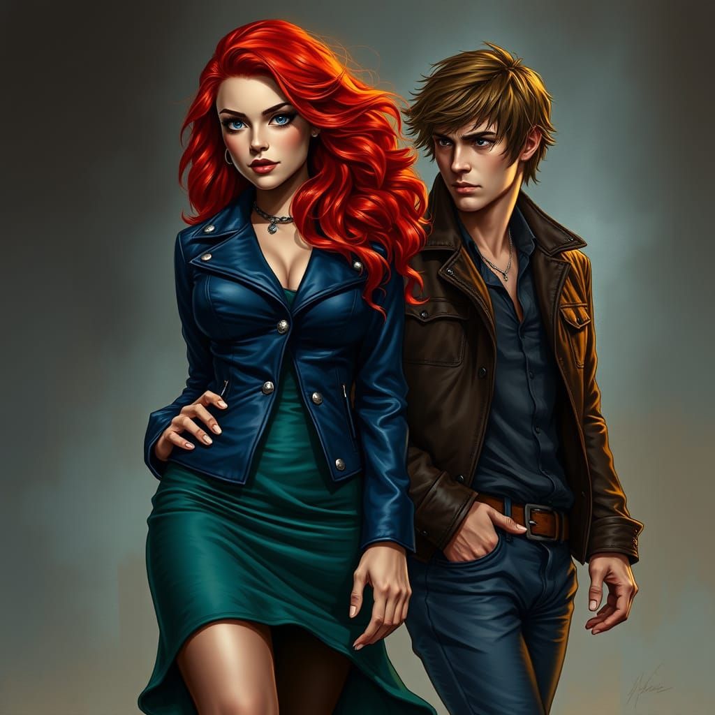 Sultry Redhead Woman and Her Confident Lover in Intimate Mom...