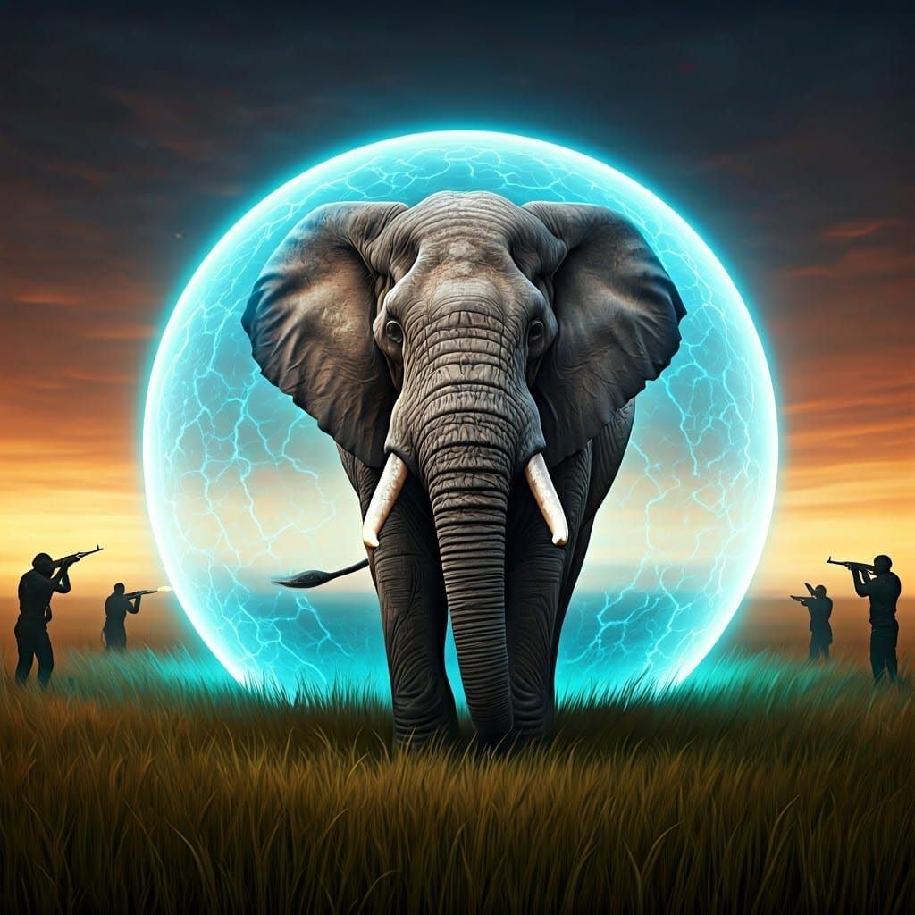 Majestic Elephant Defends Itself with Ethereal Force Field