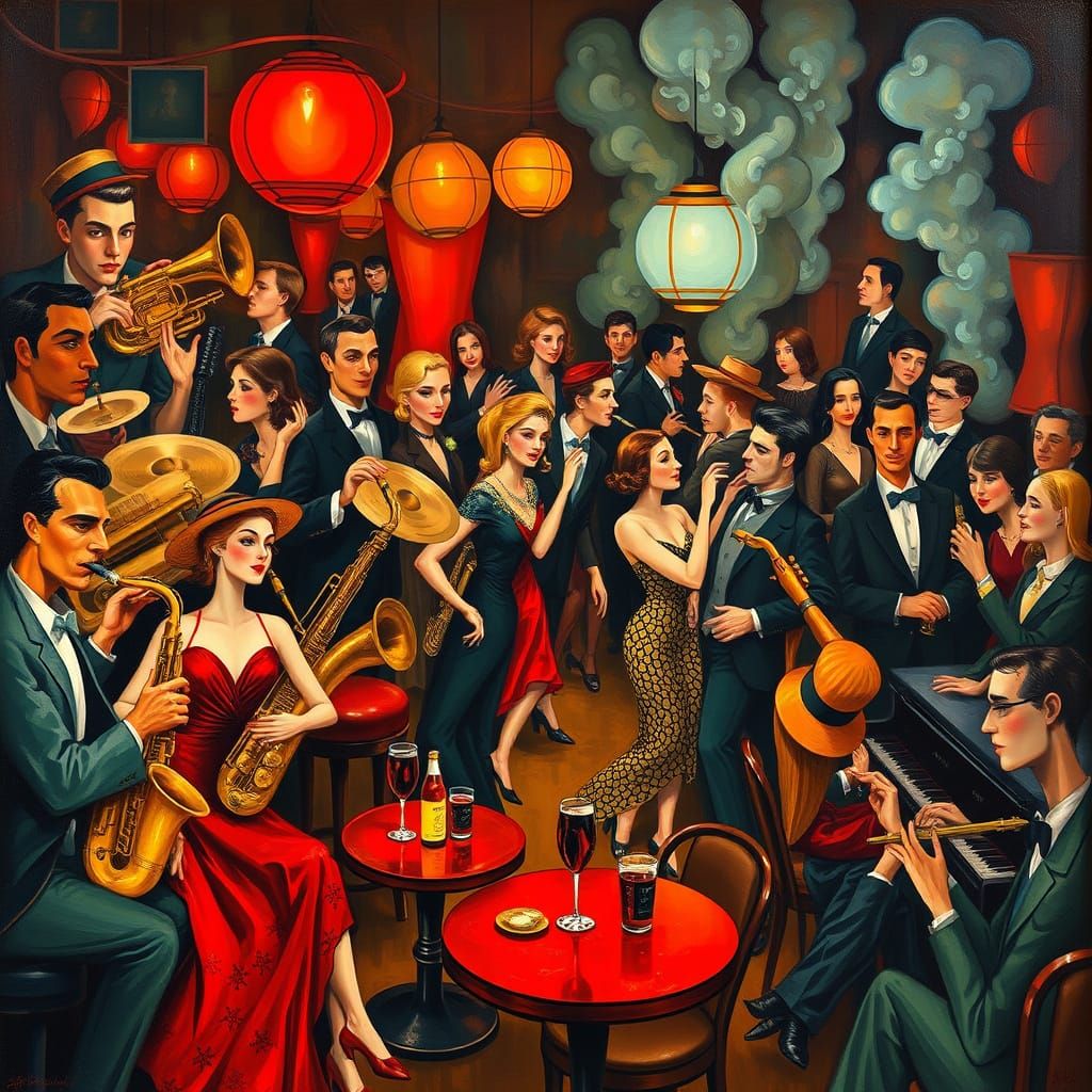 1930s Cabaret Scene: Dancing, Music, and Jazz Age Atmosphere