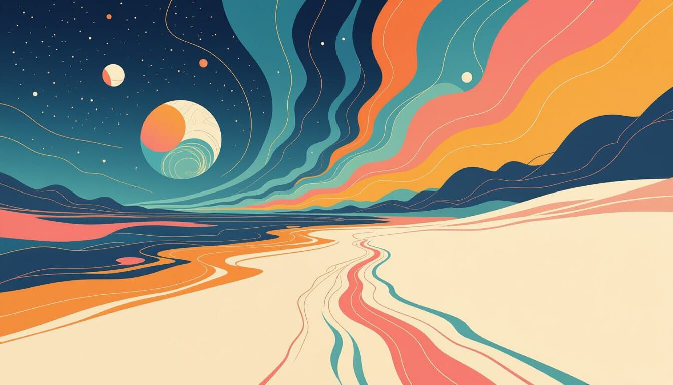 Abstract Art in Pink and Orange Tones