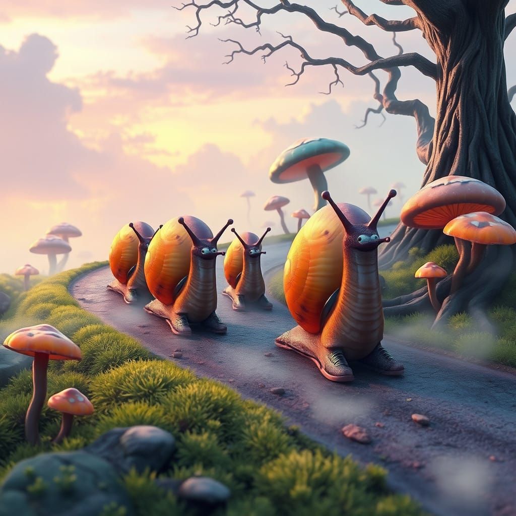 Fantastical Snails Sprint Through Magical Landscape