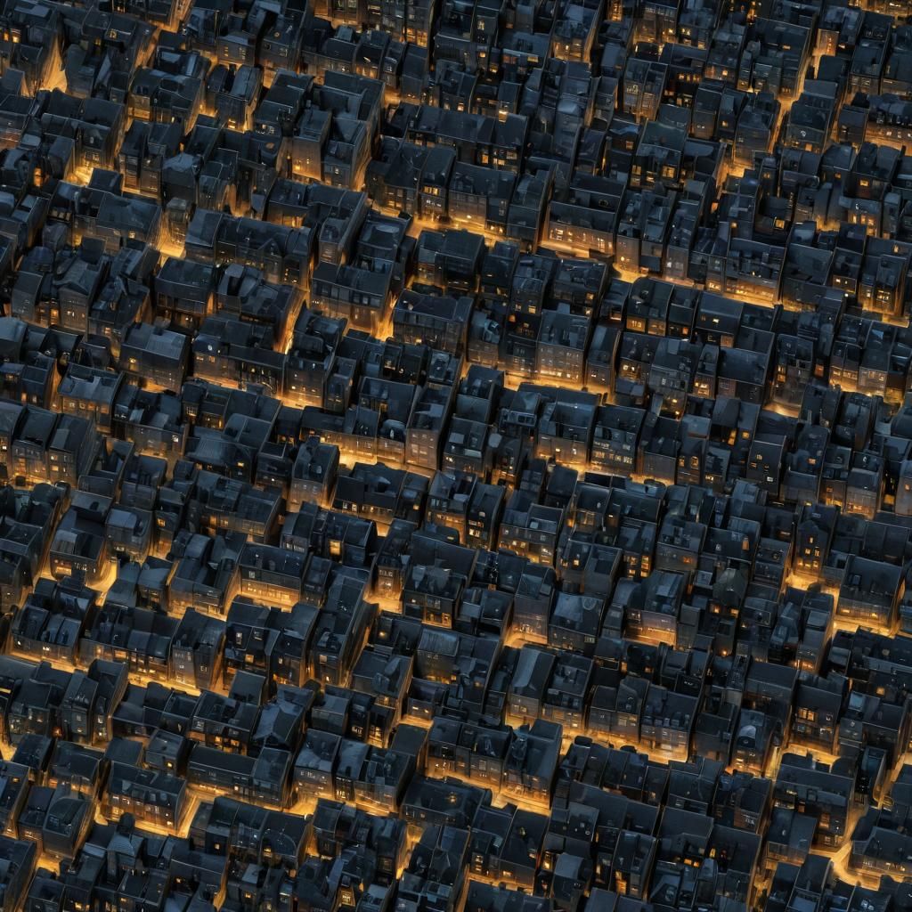 Bioluminescent Wireframe Cityscape at Night