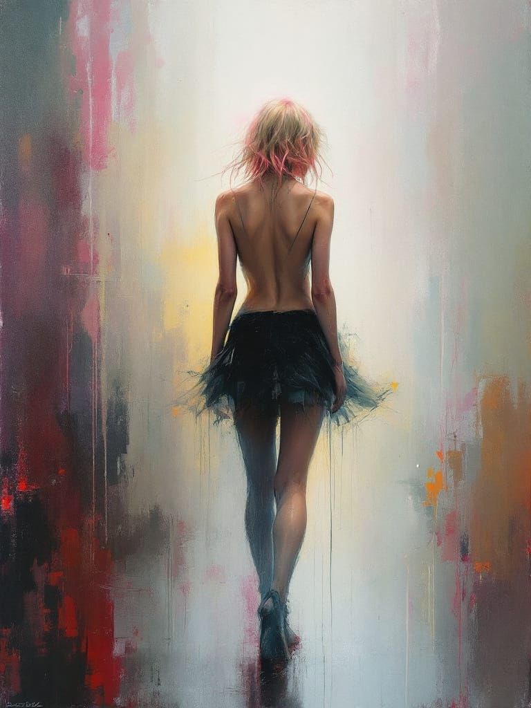 Atmospheric Portrait of a Pin-Up Woman in Painterly Style