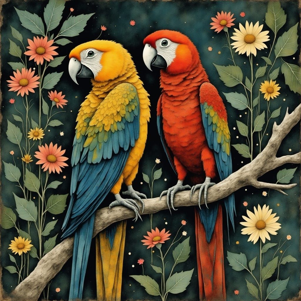 Exotic Parrot in a Henri Rousseau Style