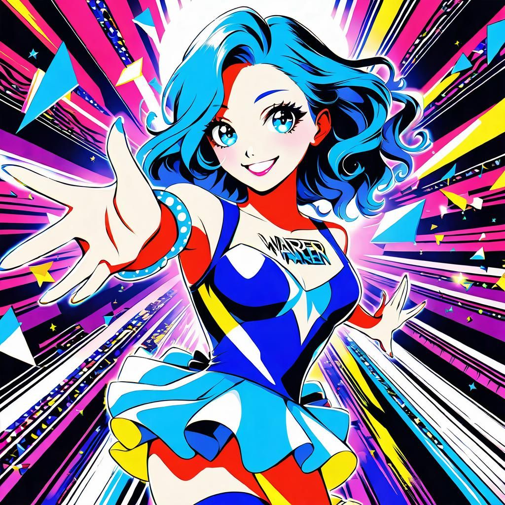 Fox-Girl Rave in Comic Book Pop Art Style