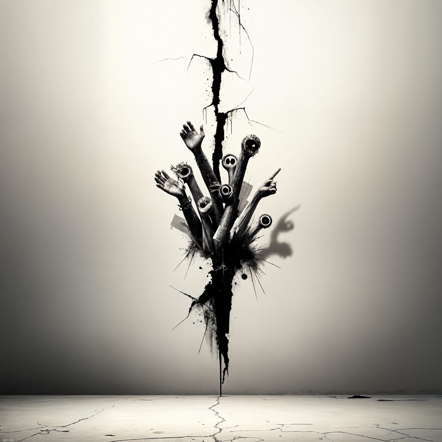 Fractured Minimalism: A Stark, Monochromatic Masterpiece