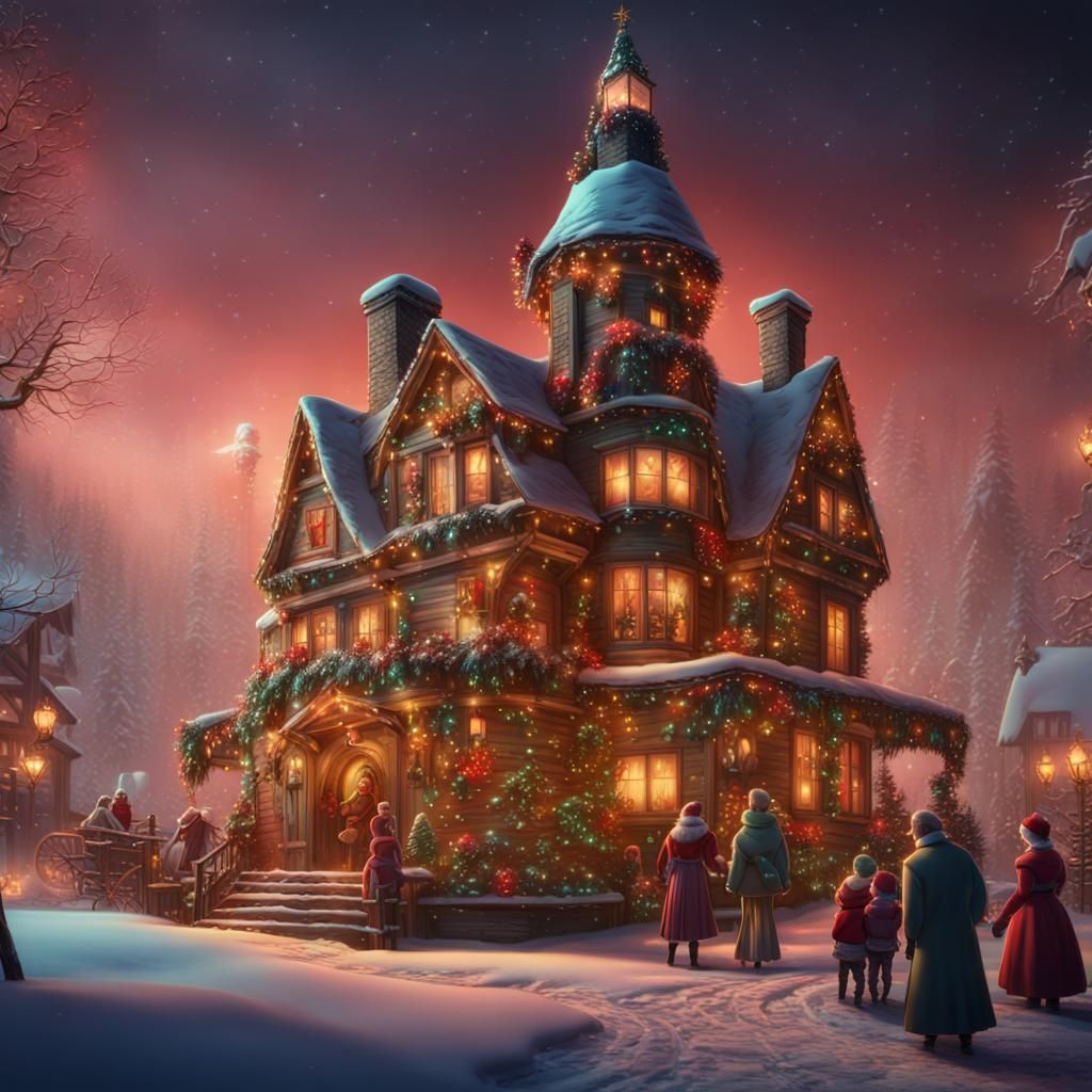 Old Fashioned Christmas Family in Detailed Matte Painting