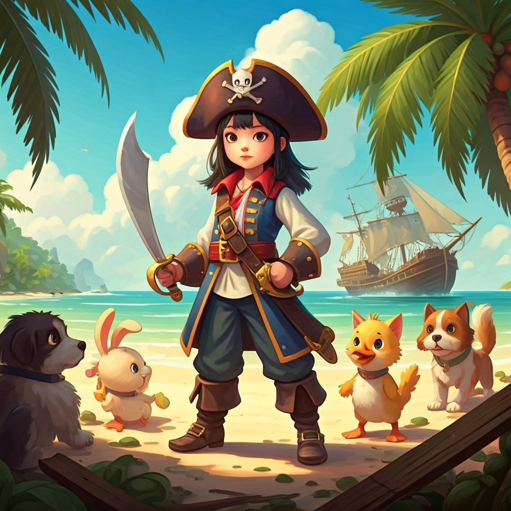 Chinese Pirate Girl Amidst Sinking Ship Mayhem