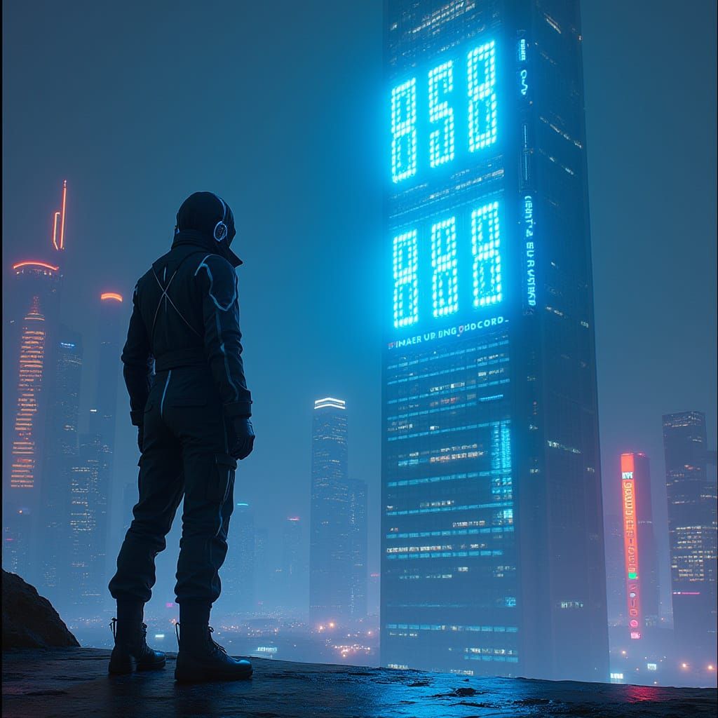 Glowing Code in a Futuristic Cityscape