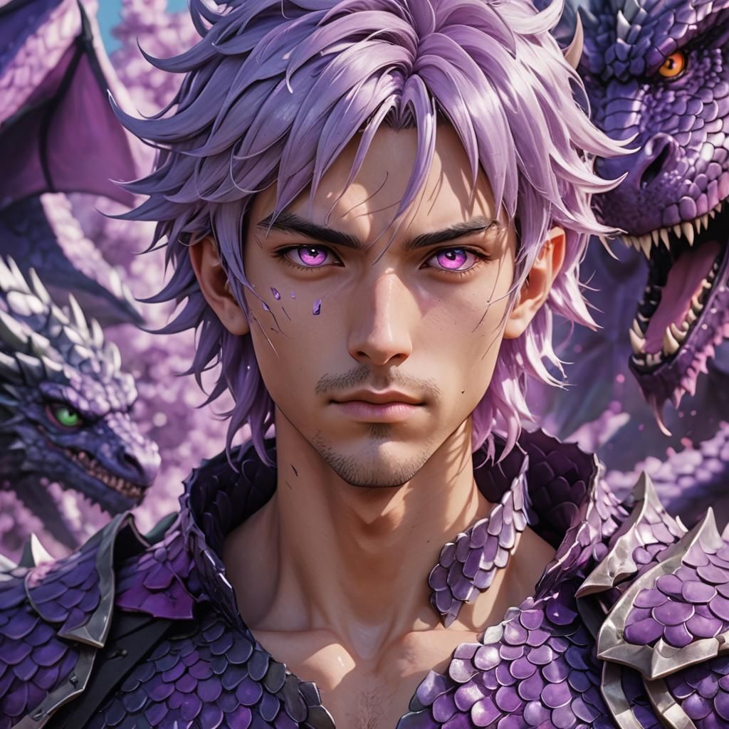 Anime Portrait of Dragon-Scaled Man in Cel-Shaded Style