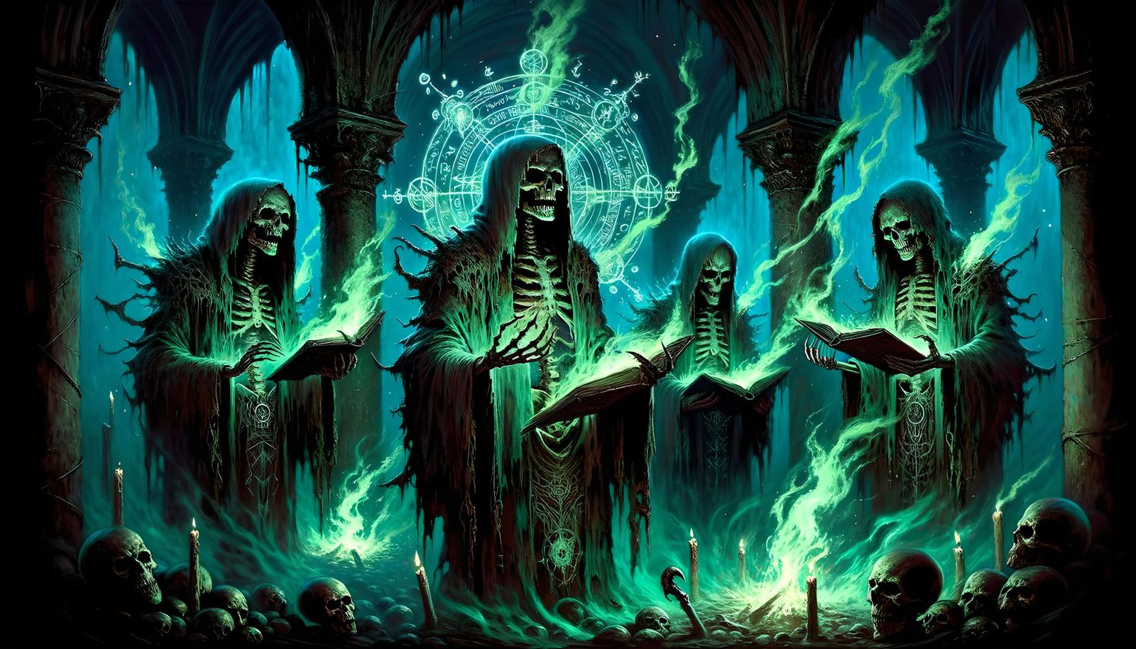 Undead Warlocks Summoning a Daemon in Arcane Fire