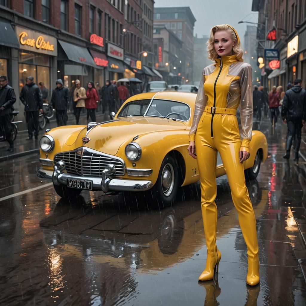 Hyper realistic mode, profil view, 1940’s, very nice blond s...