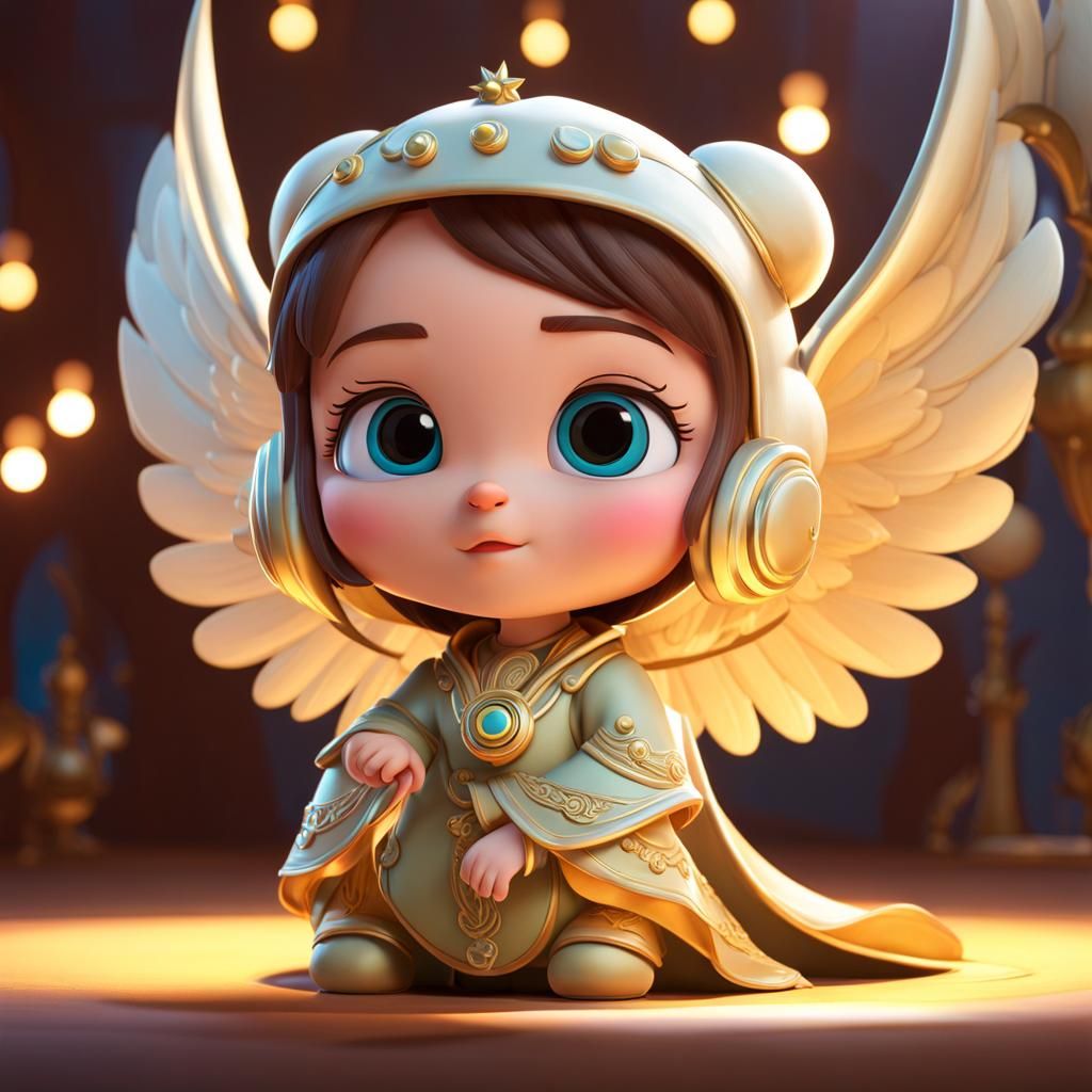 Cute Chibi Angel in 3D Digital Art Style