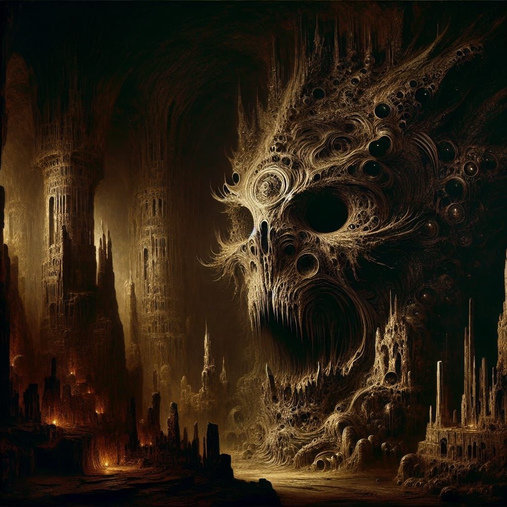 Ethereal Abomination in Chiaroscuro Oil Painting