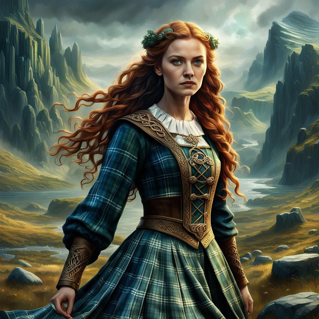 Celtic Woman in Plaid: Fantasy Concept Art