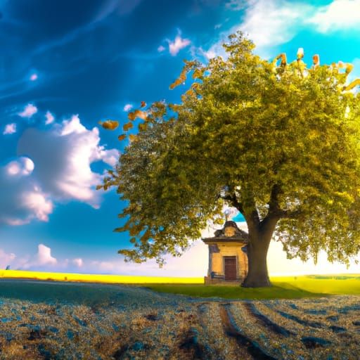 Chapel Meadow: Baroque-Style Landscape Painting