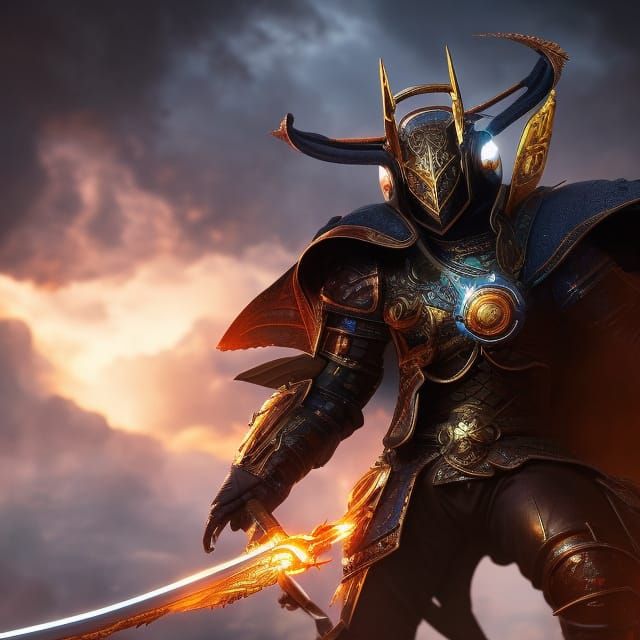 Knight in Nebula Armor: Fantasy Concept Art