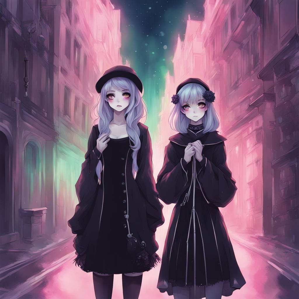 Gothic Meets Kawaii: Ethereal Anime Illustration