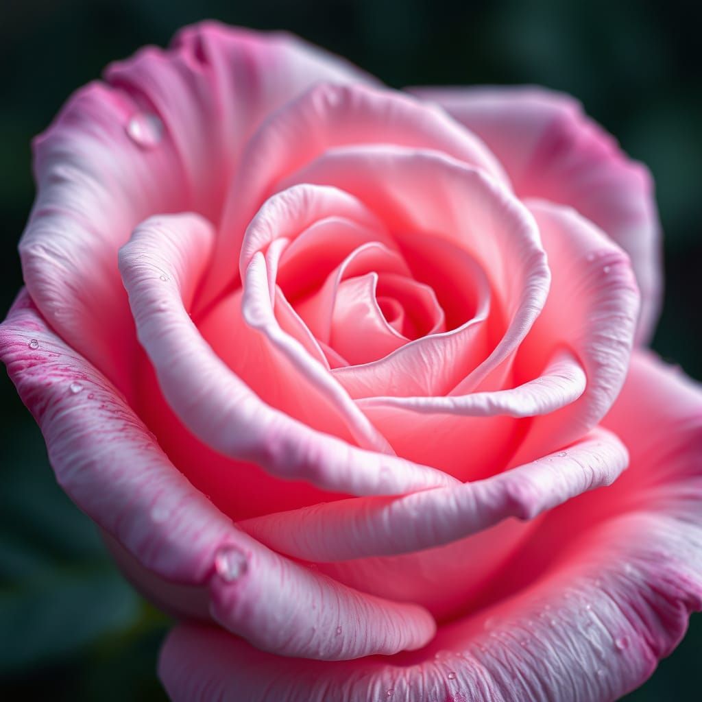 Ethereal Pink Rose with Water Droplets