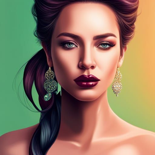 Luxury Woman's Face in Hyperrealistic Splash Art