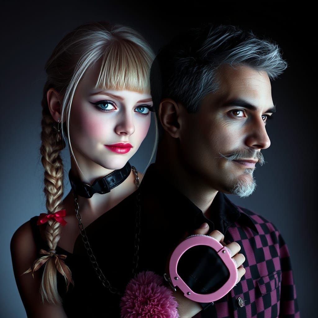 Double Exposure: Melancholic Woman and Vampire Man